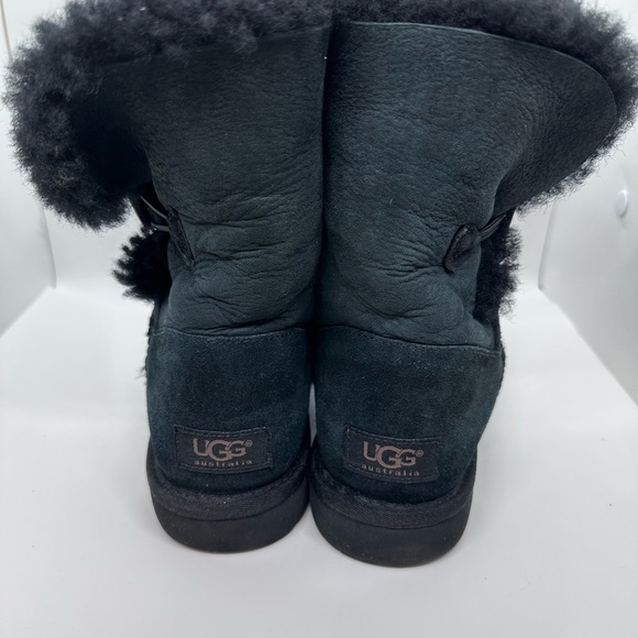 UGG Women's Bailey Button II Black Suede Sheepskin Boots - Picture 5 of 13